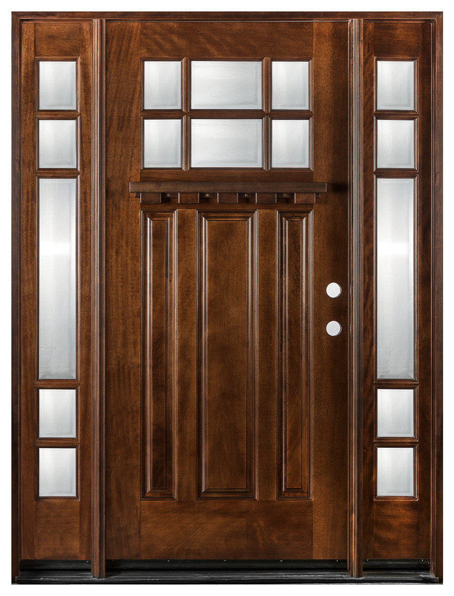 Exterior Front Entry Wood Door M31 1D+2SL 12