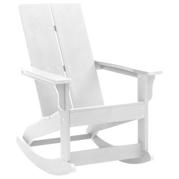 Finn Modern All-Weather 2-Slat Poly Resin Wood Rocking Adirondack Chair with...