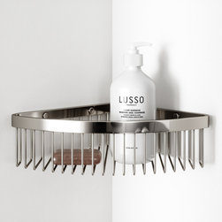 Deco Eton Polished Nickel Corner Shower Storage Basket - Shower Caddies