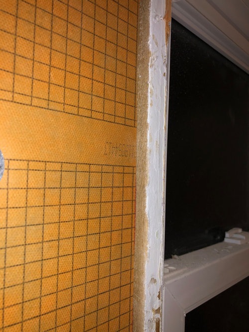 Window jamb proud of new drywall