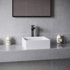 Karran White Acrylic 15" Square Vessel Sink With Faucet Kit, Matte Black
