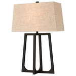 Elk Home - Colony Table Lamp Short - The pared-back design of the Colony table lamp embodies modern American country style. Made from steel with a dark bronze finish, its open framework displays understated farmhouse influences with a refined appeal. This lamp is topped with a drum-shaped hardback shade in sand-colored linen with a cream liner and is perfect for adding accent lighting to a living room seating area or a hallway. The Colony collection also includes additoinal lamp options.