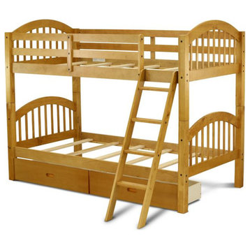 Youth Bunk Bed Natural Oak With Under Drawer, Veb-09-Ta