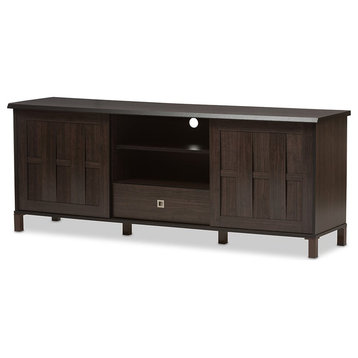Bowery Hill Traditional Engineered Wood TV Stand for TVs up to 70" in Dark Brown