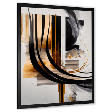 Gold Touch Art Deco III Framed Print, 12x20, Black