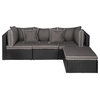 WestinTrends 4PC Outdoor Patio Sofa Sectional Set With Plush Cushions, Brown/Gray