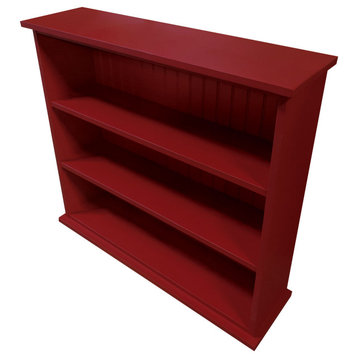 3 Shelf Bookcase, Solid Wood Bookshelf, Solid Red