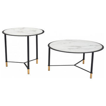 Set of 2 Davis Coffee Tables Black and White