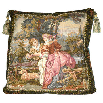Mediterranean Tapestry Fresco Tassel Pillow, Gold, 22