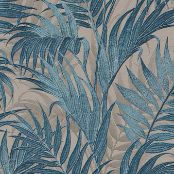 Textured Wallpaper Floral Featuring Palm Leaves, Gr322108