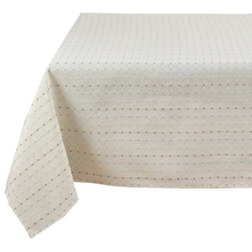 Stylish Stitched Line Tabletop Collection Tablecloth, 70"x70", White