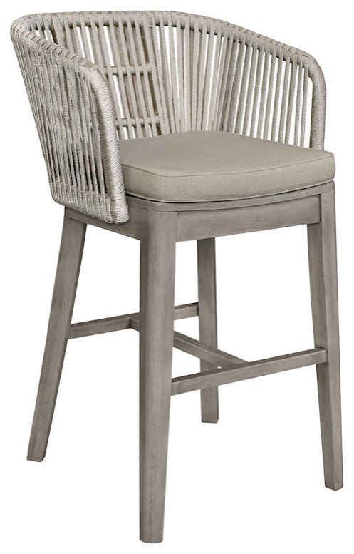Armen Living Garnet Patio Bar Stool in Grey Acacia/Rope - LCGFBAGR30 ...