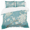 Blue Cherry Blossoms Ii Cottage Duvet Cover Set, King