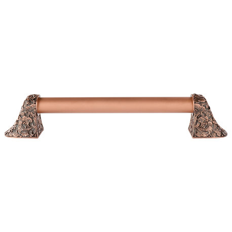 Florid Leaves Appliance Pull, Antique Copper, 16", Plain