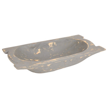 Eurotrenchy Deep Trencher Dough Bowl with Handles, Industrial Gray