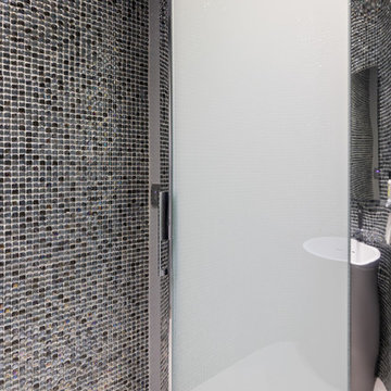 Contemporary Bath with Varying Opacity Door