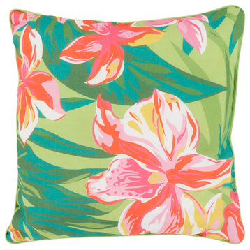 Ulani Pillow, Bright Pink/Emerald, 16"x16", Cover Only