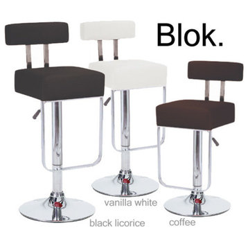 Set of 2 Modern Home Blok Contemporary Adjustable Height Bar/Counter Stool - Ch
