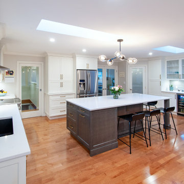 Transitional Kitchen Renovation with Two-Tone Island & Open Concept