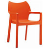Diva Resin Outdoor Dining Arm Chair in Orange - Set of 4