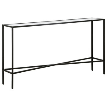 Henley 55'' Wide Rectangular Console Table with Glass Top in Blackened Bronze