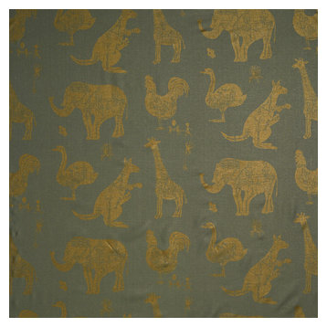 PaperBoy Interiors "How it Works" Fabric, Green and Gold