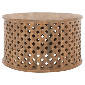 Safavieh Kyrith Round Coffee Table, Burnt Natural