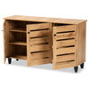 Gisela Modern Oak Brown Finished Wood 3-Door Shoe Storage Cabinet