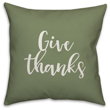 Give Thanks in Green 18x18 Throw Pillow Cover