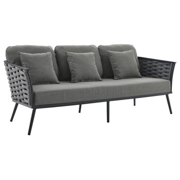 Stance Outdoor Patio Aluminum Sofa Gray Charcoal