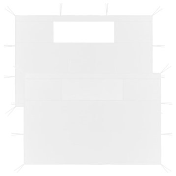 vidaXL Canopy Sidewalls 2 Pcs Pavilion Gazebo Sidewall Tent with Windows White