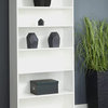 Modern Bookcase, Metal Base With 4 Adjustable & 1 Fixed Shelves, White Finish