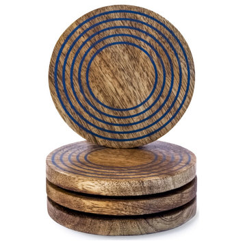 Ringed Wood Coasters, Set of 4