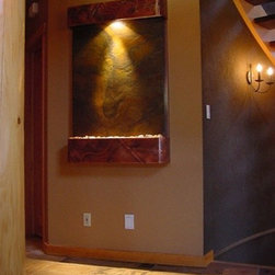 Serene Wall Fountain with Copper Trim - Indoor Fountains