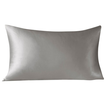Madison Park Mulberry Silk Luxury Single Pillowcase, Gray, King