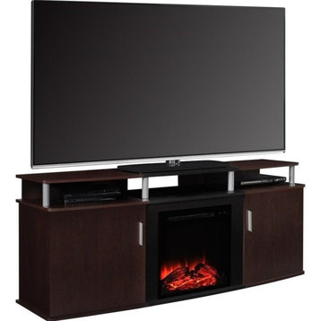 Altra Furniture Carson 70" Fireplace TV Console in Cherry and Black