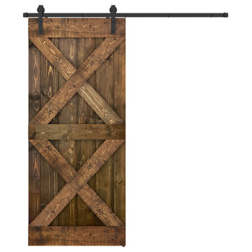 Solid Wood Barn Door, Made in USA, Hardware Kit, DIY, Dark Brown, 36x84"
