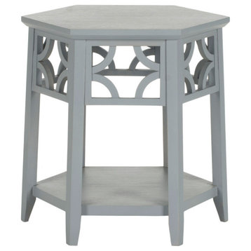 Dot Hexagon End Table, Pearl Blue Gray