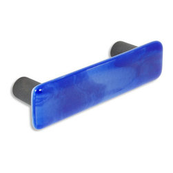 CKP - Art Glass Pull, Cobalt Blue Swirl, Oil-Rubbed Bronze Base - Cabinet And Drawer Handle Pulls