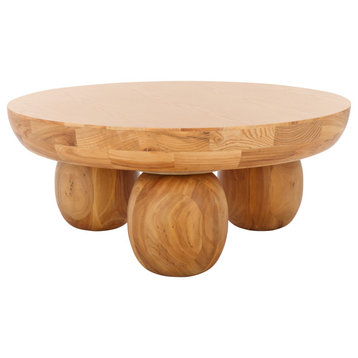 Safavieh Couture Hayliette Round Wood Coffee Table, Natural