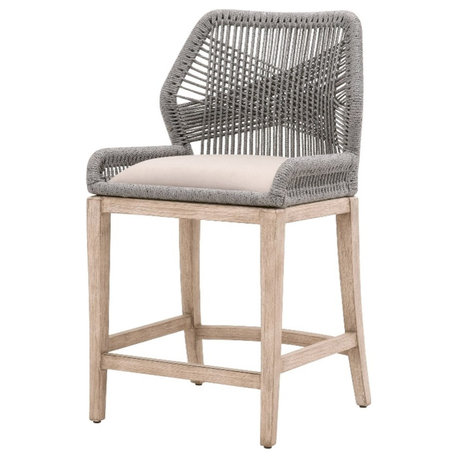 Star International Furniture Woven Loom 26" Fabric Counter Stool in Light Gray