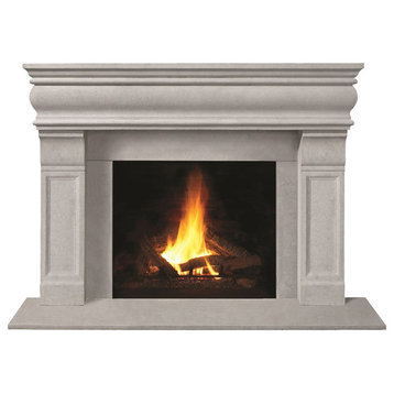 Fireplace Stone Mantel 1106.511 With Filler Panels, Natural, With Hearth Pad