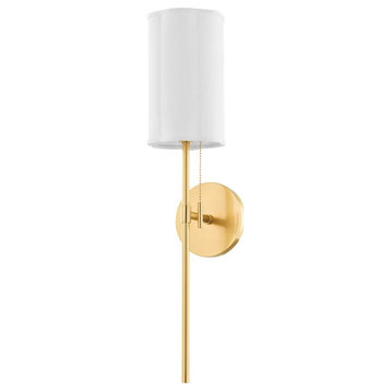 Mitzi Fawn 1 Light Wall Sconce, Aged Brass/White - H673101-AGB