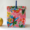 Oil Cloth Lunch Bag in Pink Flowers/Yellow Mums