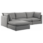 Meridian Furniture - Mackenzie Linen Textured Fabric 4-Piece Modular L-Shaped Sectional, Grey - Mix and match the pieces from the Mackenzie series to create a beautiful seating group that's perfect for the whole gang. These exceptionally crafted sofas, sectionals, and other components are meant to be put together into an infinite number of configurations based on your particular needs and space requirements. Each is upholstered from top to bottom in soft durable linen textured in your choice of colors. Attach the pieces of your choice easily thanks to the included attachment latches.