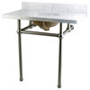 36X22 Vanity Top With Brass Feet Combo, Carrara Marble/Brushed Nickel