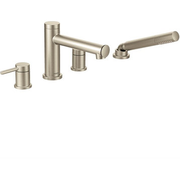 Moen Align Brushed Nickel 2-Handle Roman Tub Faucet with Hand Shower T394BN