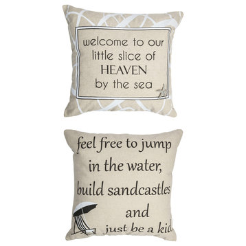 Beach Sea Coastal Message Pillow With Removable Starfish Pin
