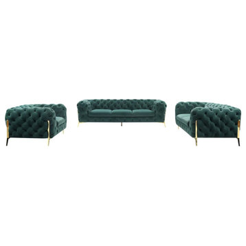 Jack Modern Emerald Green Fabric Sofa Set