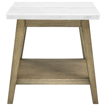 Vida White Marble Top Square End Table